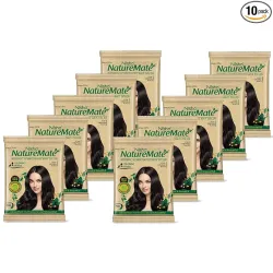 Nisha Nature Mate Henna Based Hair Color Powder Without Ammonia Natural Hair Colour for Women & Men 10gm Pack of 10 (Ori