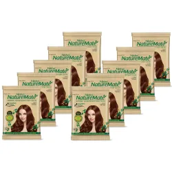 Nisha Nature Mate Natural Brown Henna Based Hair Color | Ammonia Free & No Resorcinol Hair Colour | Long Lasting Grey Coverage | Smooth, Silky & Shiny Hair | Salon-Like Results | 10g x 10 Packs
