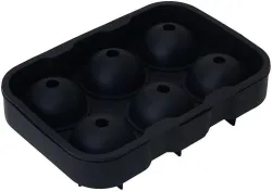 Nispruhay 6-Cavity Flexible Silicone Ice Ball Mould, Sphere Tray, for Whisky, Bourbon, Cocktail Silicone Whiskey Ice Ball Maker Round 6 Mold Multicolor Silicone Ice Ball Tray Black Silicone....