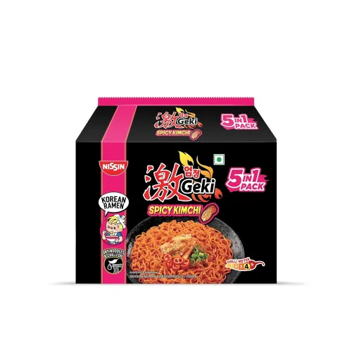 Image of Nissin Geki Korean Ramen Spicy Kimchi Instant Noodles 5 in1 400gm