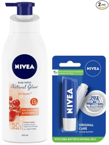 Image of Nivea Body Lotion 400ml Extra Whitening Cell Repair SPF 15 + Lip Balm