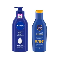 NIVEA Body Lotion for Very Dry Skin, 600 ml & NIVEA Sun Lotion, SPF 50, with UVA & UVB Protection, Water Resistant Sunsc