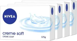 NIVEA Creme Soft Soap, Travel, Handwash, Bath Soap, PH Balanced, for Men & Women (4 x 125 g)
