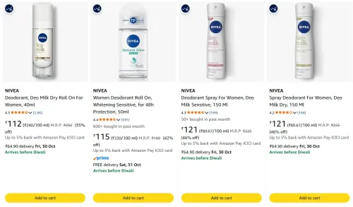Image of NIVEA Deodorant starting at ₹112