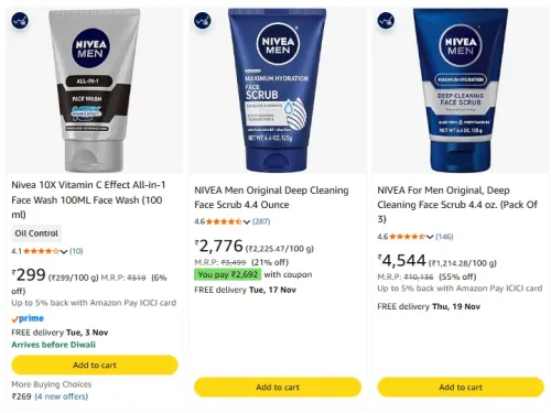 Image of NIVEA Face Wash at minimum 50% Discount