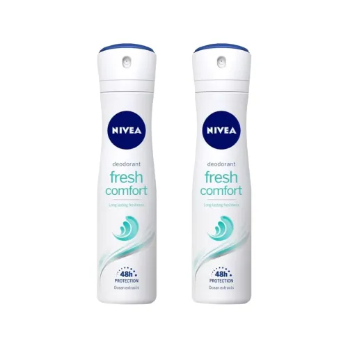 Image of Nivea Female Deodorant Spray, Fresh Comfort, Long Lasting Freshness & 48H Protection, 150Ml (Pack Of 2)