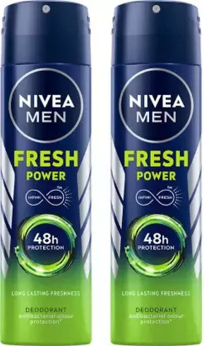 Image of NIVEA Fresh Power Deo Spray, 48h Derma Odour Protection with Citrus, Musk, Spice Body Spray - For Men (300 ml, Pack of