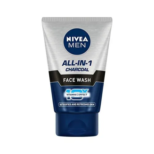 Image of NIVEA MEN All in 1 Charcoal Face Wash 100 g | With Charcoal, Mulethi & Mint for complete detox in Summer | 10 X Vitamin 