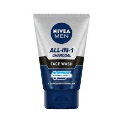 NIVEA MEN All in 1 Charcoal Face Wash 100 g | With Charcoal, Mulethi & Mint for complete detox in Summer | 10 X Vitamin 