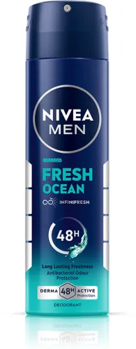 Image of Nivea Men Fresh Ocean, Antibacterial 48h Protection, Long Lasting, Fresh Ocean Extracts Deodorant Spray - For Men (150