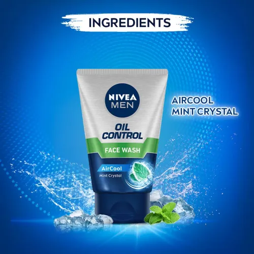 Image of Nivea Men Oil Control with Mint Crystal removes Excess Oil, Tight Pores, For All Skin Type Face Wash (100 g)