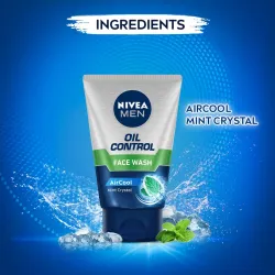 Nivea Men Oil Control with Mint Crystal removes Excess Oil, Tight Pores, For All Skin Type Face Wash (100 g)