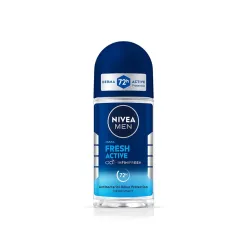 NIVEA MEN Fresh Active 50ml Deo Underarm Roll On | With Fresh Ocean Extracts Scent| 72 H Freshness| 0% Alcohol | Dermatologically Approved & Paraben Free Formula