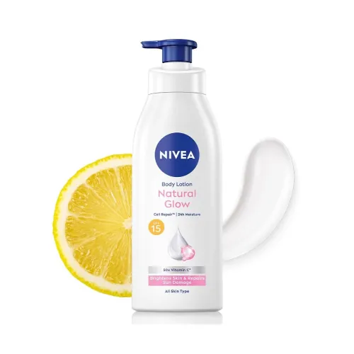 Image of NIVEA Body Lotion Natural Glow,Cell Repair With Uva /Uvb Filters And Spf 15 |50X Vitamin C For Even Skin Tone |Light Moi