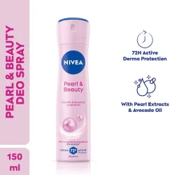 NIVEA Pearl & Beauty, Smooth & Beautiful Underarms, 72h Derma Protection & 0% Alcohol Deodorant Spray - For Women (150