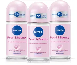 NIVEA Pearl and Beauty Roll On for Smooth Underarms, Po3