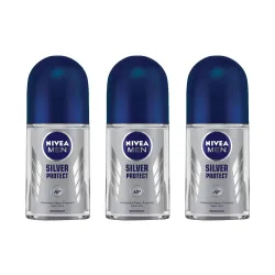 Nivea Deodorant Roll On, Silver Protect for Men, 50ml (Pack of 3)