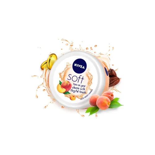Image of NIVEA Soft Light Moisturizer 100ml | Playful Peach | For Face, Hand & Body, Instant Hydration | Non-Greasy Cream | With 
