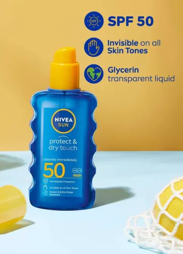 Image of NIVEA Sunscreen - SPF 50 UVA UVB, Body Spray with Glycerin, 200ml