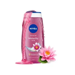 NIVEA Waterlily & Oil 250ml Body Wash | Shower Gel with Care Oil Pearls | Refreshing Scent of Waterlily Flower | Clean, 