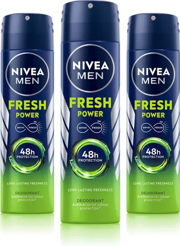 Image of NIVEA Fresh Power Deo Spray, For Men (450 g, Pack of 3)