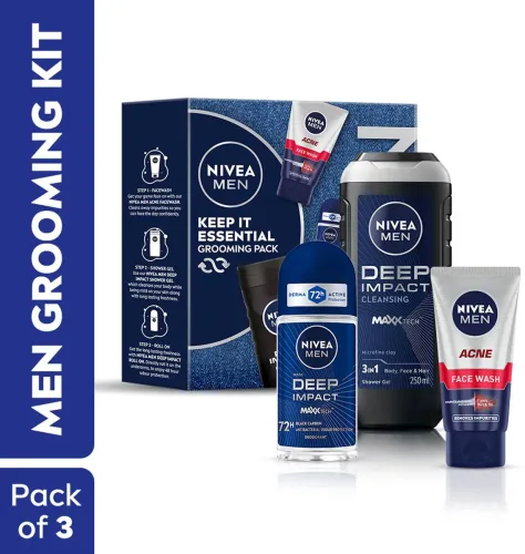 Image of Nivea Men Combo, Gift Hamper for Men(350 ml, Pack of 3)