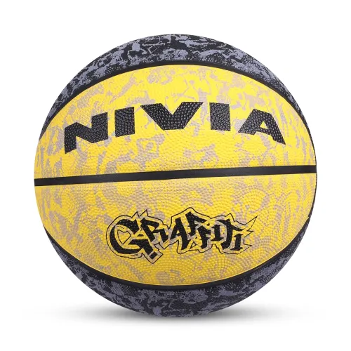 Image of Nivia Graffiti Rubber Basketball Size: 7 (Yellow)