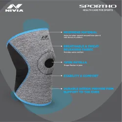 NIVIA Orthopedic Knee Support for Men & Women with Patella Hole Slip-in Premium Breathable Compression Knee Sleeve, Enha