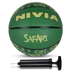 Nivia Safari Basketball, As per Basic Standard, 8 Panels, Butyl Threadwounded Bladder, Made for Beginners, to Play on Al