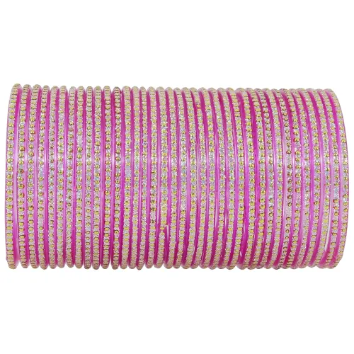 Image of NMII Glass with Polka Dots & Glitter Stylish Fancy Bangles Set