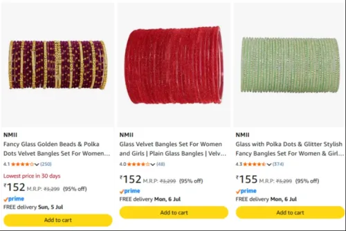 Image of NMII Velvet Bangle Set upto 96% Discount
