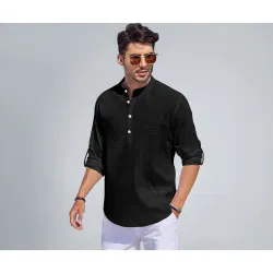 Noble Monk Mens linen Regular Fit Casual Kurta