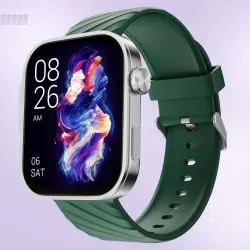 Noise Caliber 3 Plus 1.96inch AMOLED Display, Functional Crown, Flat Edge Design, Calling Smartwatch (Green Strap, Regul