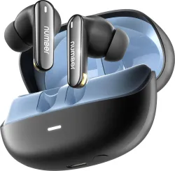 Number Navo Buds N1 w / 100Hrs Playtime, 4Mic ENC, Dual Pairing, High Bass,Fast Charge Bluetooth Headset (Bold Black, In