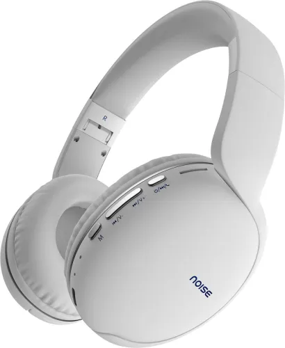 Image of Noise TWO with 50 Hours Playtime, Low latency (up to 41ms), and Dual pairing Wireless Bluetooth Headset (Calm White, On 