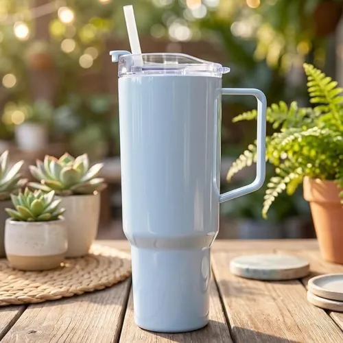 Image of NOLVEX Trendy Plastic Tumbler Bottle with Lid & Straw