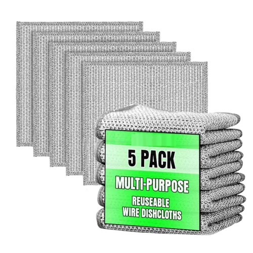 Image of Non-Scratch Dish Wash Cloth Dishwashing Rags (Pack of 5)