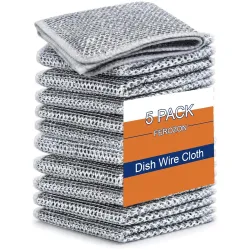 Non Scratch Wire Dish Cloth (Pack of 5), Steel Scrubber for Utensils Cleaning, Multipurpose Wet and Dry Cleaning, Stainless-Steel Dish Wash Scrubber for Washing Dishes, Sinks, Counters