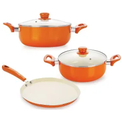 Non-Stick Ceramic Aluminium Cooking Item Set with Bakelite Handle
