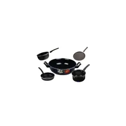 Induction Base Non Stick Cookware Set 5-Piece Black