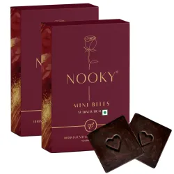 NOOKY MINI BITES for Men and Women |Premium Mood-Uplifting Dark Chocolate and FREE Saucy Scratch Card | Vegan & Gluten-Free Delight (Set of 2)