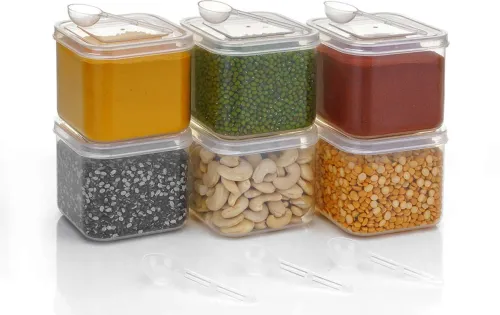 Image of NORVIUM Plastic Grocery Container - 500 ml (Pack of 6, Clear)