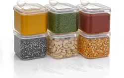 NORVIUM Plastic Grocery Container  - 500 ml (Pack of 6, Clear)