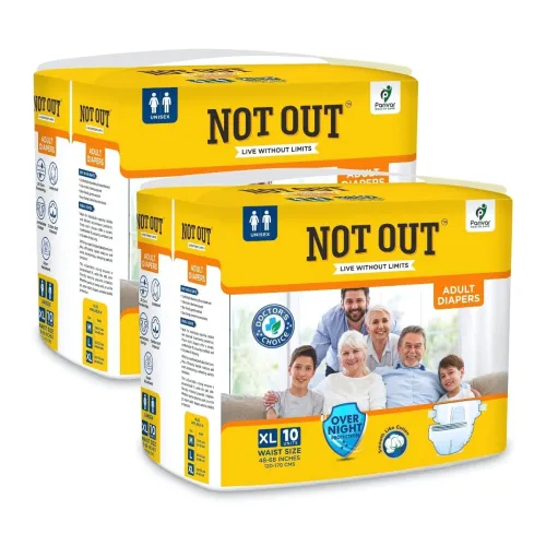 Image of Not Out Adult Tape Diapers - Overnight Protection with 3D Core, Odour Control & Up to 12-Hour Absorption | Extra Large (