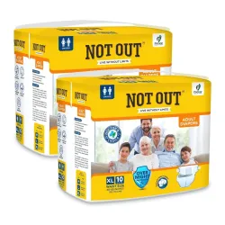 Not Out Adult Tape Diapers - Overnight Protection with 3D Core, Odour Control & Up to 12-Hour Absorption | Extra Large (