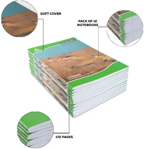 Image of Notebook Regular Notebook Single Line 172 Pages (Multicolor, Pack of 12)