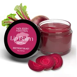 Nourish Mantra Beetroot Blast Lip Balm with SPF | for Soft & Hydrated Lips | With Beetroot Extract, Olive Oil, Shea Butter, Vitamin E & Avocado Oil | Lip Balm for Men & Women | 12 g