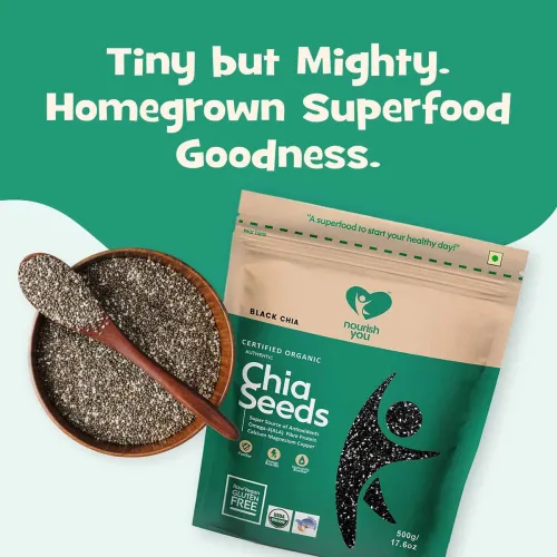 Image of Nourish You Raw Chia Seeds with Omega 3,Calcium Rich, Zinc and Fiber for Weight Loss Black Chia Seeds (1 kg)