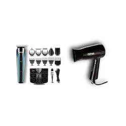 NOVA NG 1152 Trimmer & NHP 8100 Hair Dryer Combo | Black