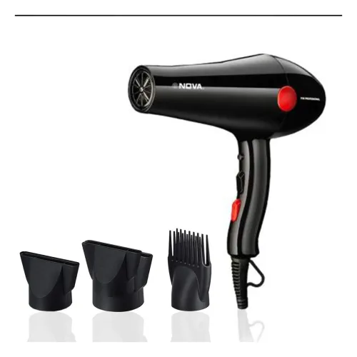 Image of Nova NHP 8215 1800 Watts Professional Hair Dryer for Women (Black/RED)